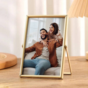Golden Metal Personalized Photo Frame For Valentine's Day