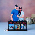 Customized Couple Photo Table Top | 4 Photo MDF Anniversary Gift Stand
