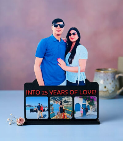 Customized Couple Photo Table Top | 4 Photo MDF Anniversary Gift Stand