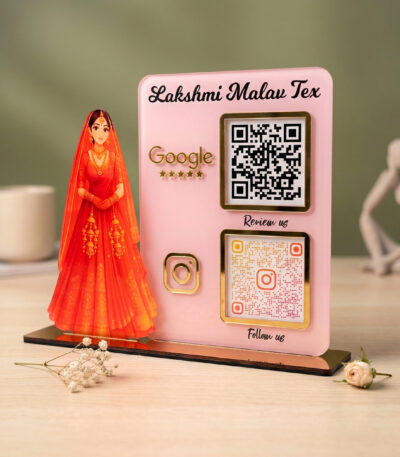 Customized acrylic professional QR standy with Google review and Instagram QR codes