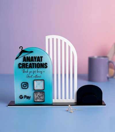 Personalized QR Stand with Visiting Card Holder Custom Business Display Stand