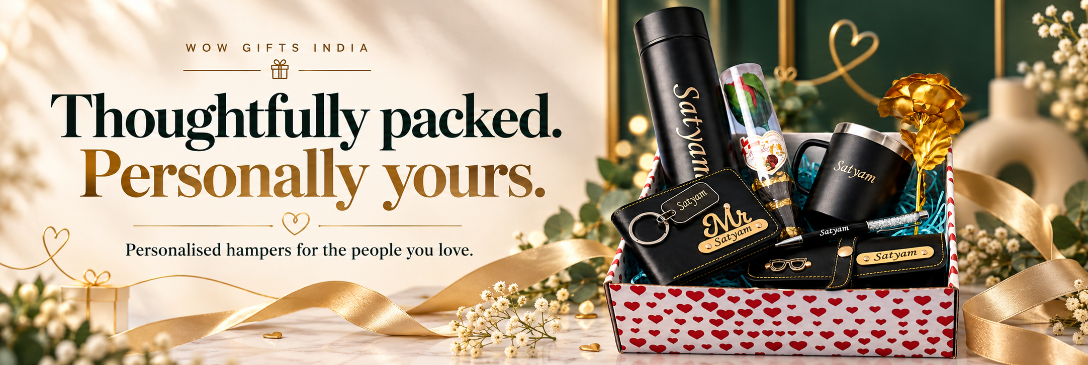 Thoughtfully packed. Personally yours. Personalised gift hampers.