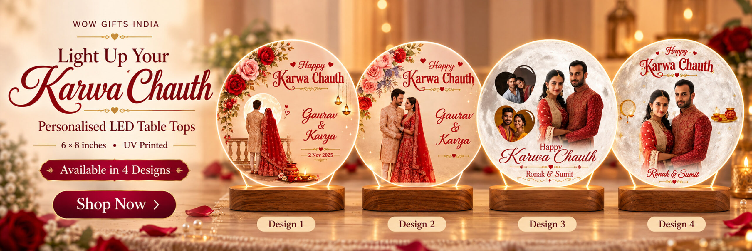 Karwa Chauth Special personalised LED table tops.